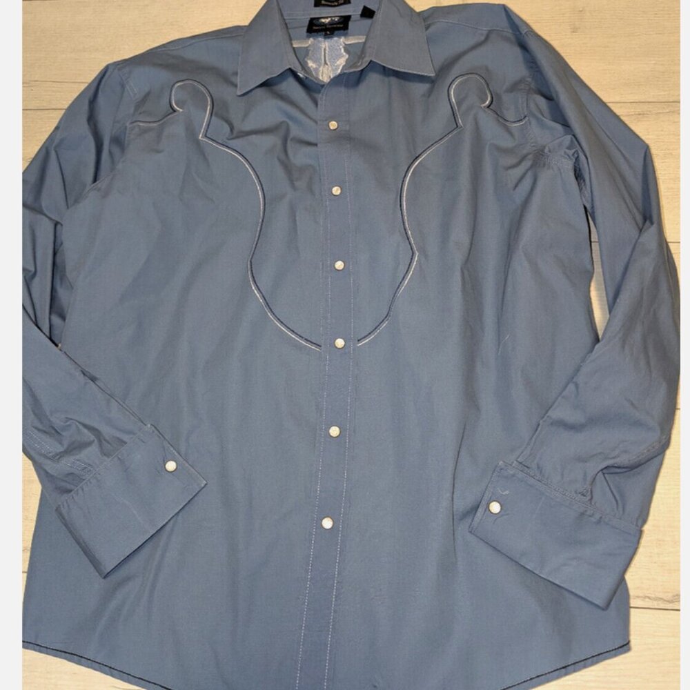 Resistol University Rodeo Gear Western Cowboy Pearl Snap Shirt Mens L